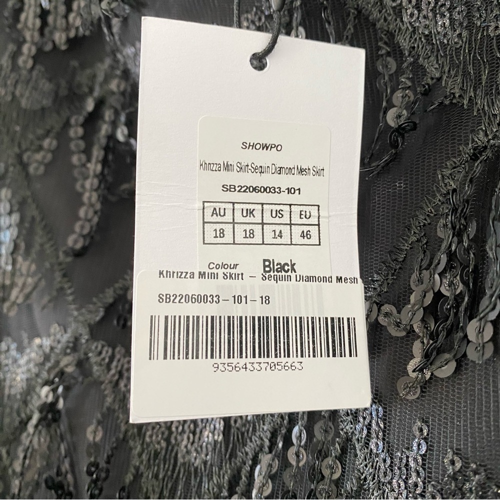Showpo. Khrizza Sequin Diamond Mesh Black Costume/Party Mini Skirt size 14 - Picture 11 of 11